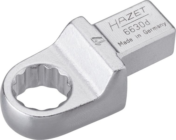 Hazet Einsteck-Ringschlüssel, Einsteck-Vierkant 14 x 18 mm, Außen-Doppel-Sechskant-Tractionsprofil, 17 mm, 6630D-17