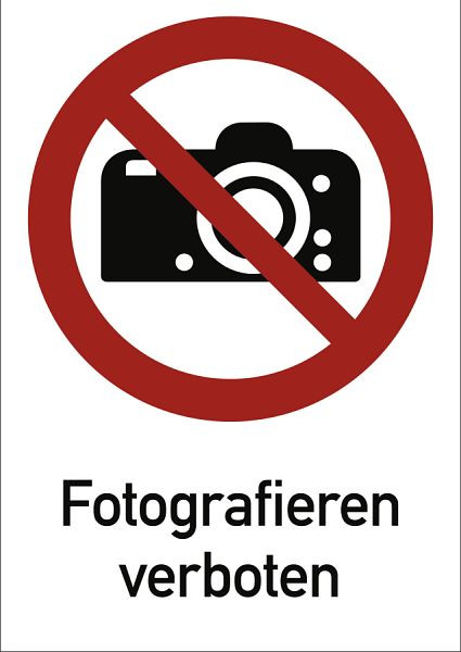 Moedel Fotografieren verboten ISO 7010, Kombischild, Folie, 131x185 mm, 98920