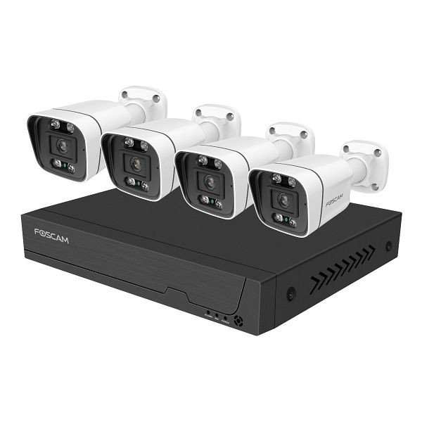 FOSCAM FNA108-E-B4-2T 8-Kanal 4K 8 MP PoE Komplettset für die Videoüberwachung mit 4 Überwachungskameras, fnab42