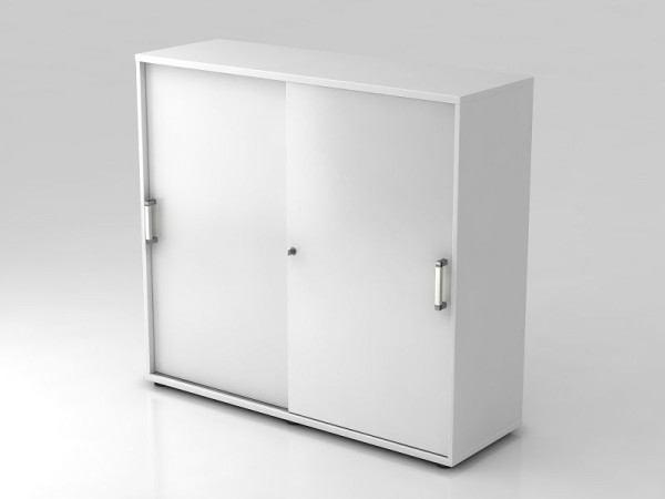 Hammerbacher Schiebetürschrank 3OH 120cm Chromgriff Weiß/Weiß, 120x40x110 cm (BxTxH), V1753S/W/W/CE