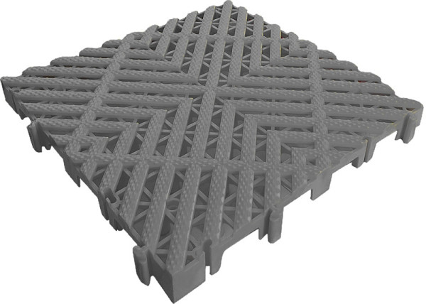 Kunzer Werkstattbodenfliese Gitterstruktur PP GRAU 410 x 410 mm (=3,4 m²), VE: 20 Stück, 7GBO20 GRAU