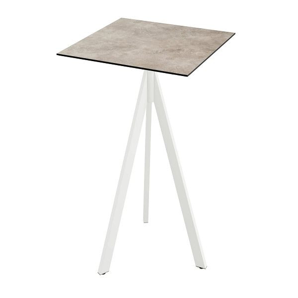Feros Infinity Tripod Stehtisch Weiß frame + Moonstone HPL Tischplatte 70x70 cm, 140051377