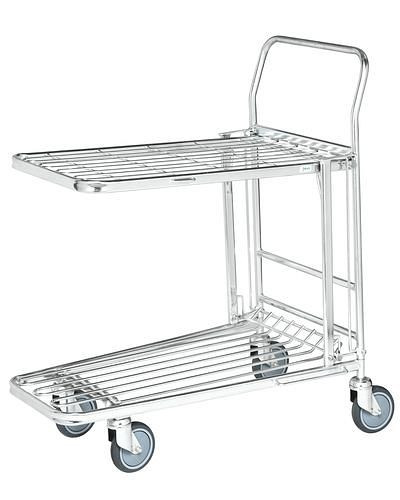 Kongamek Einkaufs-Allzweckwagen KM, stapelbar, verzinkt, 2 Gitterböden, 300 Kg, 860x530 mm, Bremse, 255356