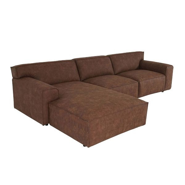 Mendler Ecksofa HWC-J59, Couch Sofa mit Ottomane links, Made in EU, wasserabweisend, Kunstleder braun, 81847+81848+81849