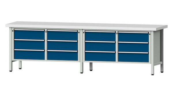 ANKE Werkbänke Kastenwerkbank, Modell 108 V, 2800 x 700 x 850 mm, RAL 7035/5010, KSP 50 mm, 301.450