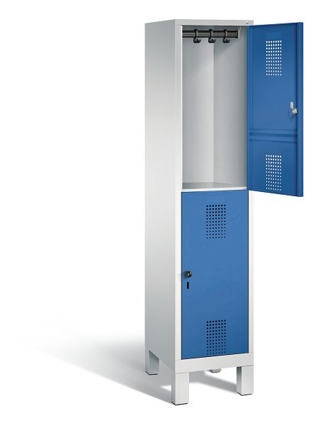 C+P Spind doppelstöckig Evolo, H1850xB420xT500mm, Farbe: Lichtgrau / Enzianblau, 48310-12 S10012