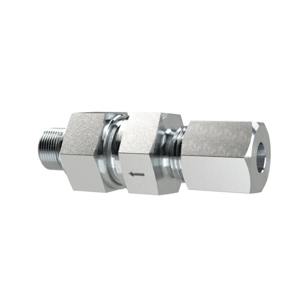 Riegler Rückschlagventil, G1/4 außen, Schneidring-Gewinde, Rohr-Außen-Ø 6, PN max. 400, Stahl verzinkt,Öffnungs-Druck:0,8-1,2bar, 159458