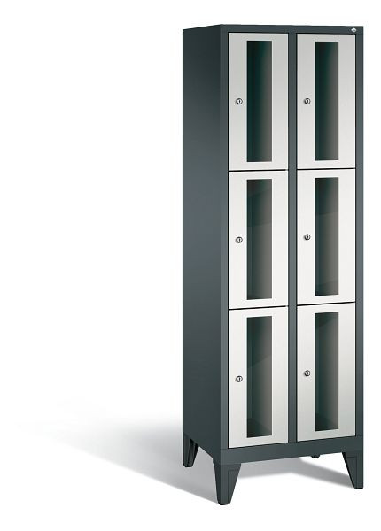 C+P Schließfachschrank Classic, 6 Fächer, H1850xB610xT500 mm, Anthrazit/Grau, 8010A203 S10018