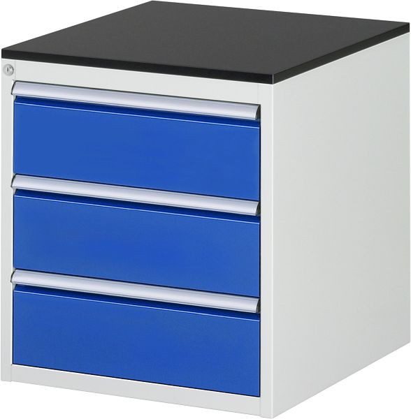 RAU Schubladenschrank Serie 7000, B580 x T650 x H640 mm, 3 x Schublade-Größe-L 3xH180 mm, Arbeitsplatte mit Melaminharzbeschichtung, 03-L3.0A-M.11