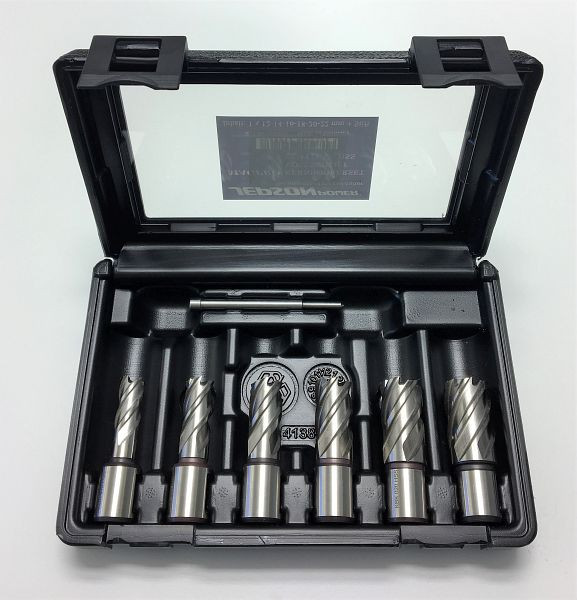 ELMAG HSS-Kernbohrer-Set, 7-teilig für MAGPRO-MaschinenØ 12, 14, 16, 18, 20, 22 mm, inklusive Zentrierstift, 62025