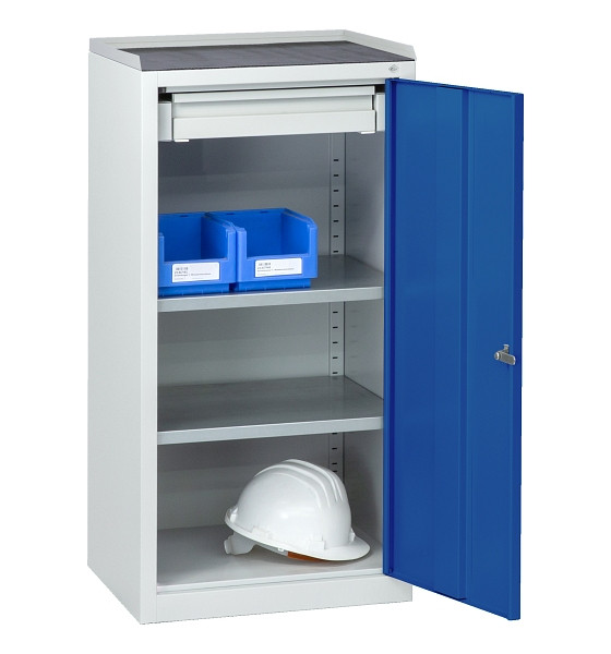 C+P Stahl-Flügeltürenschrank Serie 89, H1000xB100xT500mm, 7035/5010, 1 Tür, 87210-00 S10006