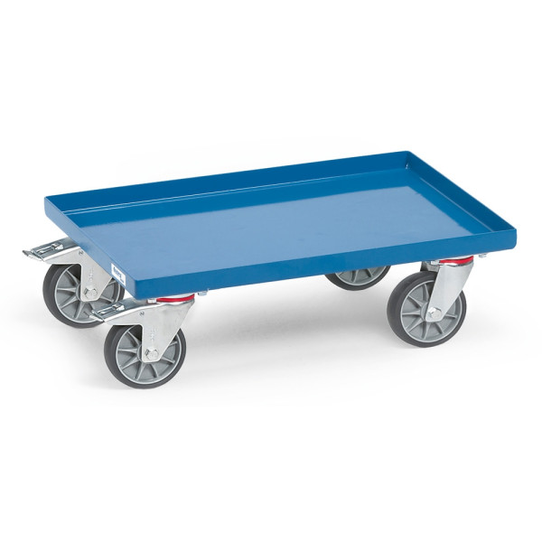 Fetra Eurokasten-Roller in Winkelstahlkonstruktion mit Stahlblechwanne, Ladefläche 605 x 408 mm, 13585