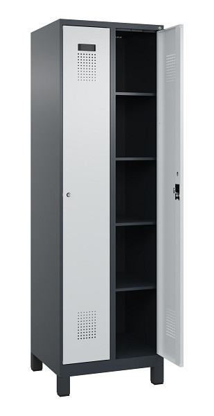 C+P Wäsche-Spind Evolo PLUS, mit Füßen, 2 Abteile, 1950x600x500mm, 7016/7035, Verschluss Zylinderschloss, Ablageböden 8, 049010-20B S10044