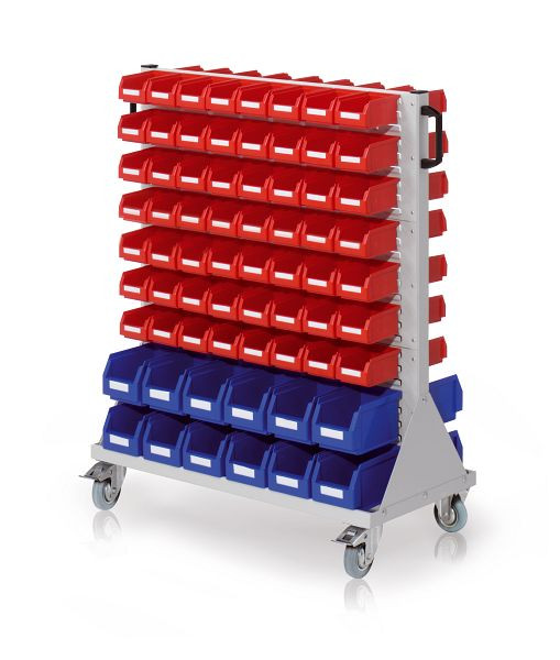 Kappes RasterMobil Rollwagen Größe 3 RAL 7035, H1230 x B1000 x T500 mm, Modell 76, Inklusiv Lagersichtkasten 24 x Größe 6, 112 x Größe 7, 7021.06.2013