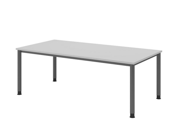 Hammerbacher Schreibtisch HS2E, 200 x 100 cm, Platte: grau, 25 mm dick, 4-Fuß-Gestell in Graphit, Arbeitshöhe 68,5-81cm, VHS2E/5/G
