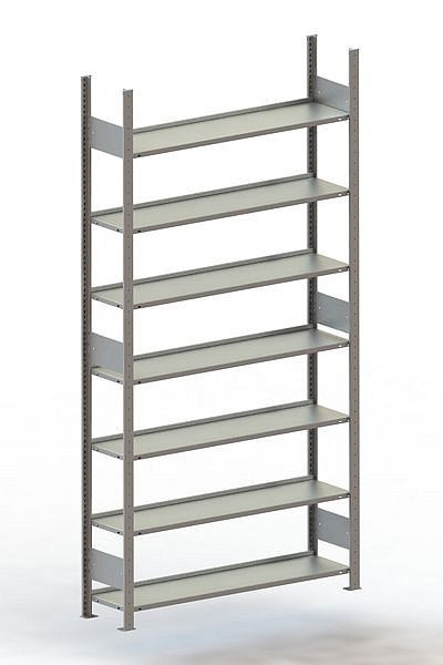 Meta S3 Büro Steckregal Compact GR 2500x1250x300 mm, verzinkt, Bodenanzahl: 7, 200178012