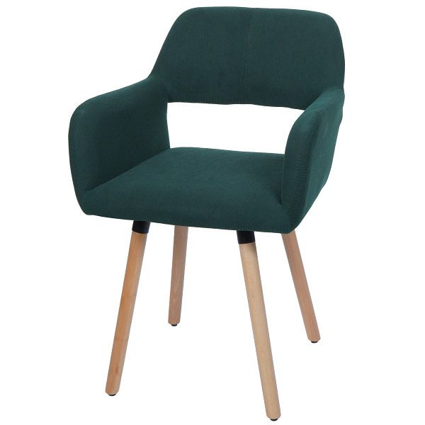 Mendler Esszimmerstuhl HWC-A50 II, Stuhl Küchenstuhl Polsterstuhl, Holz Stoff/Textil Cord (400g/m²) FSC®, grün, 108881
