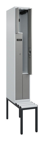 C+P Z-Spind Evolo PLUS, Bank, 2 Fächer, 2120x300x815mm, 7035/0004, Zylinderschloss, Sitzfläche Kunststoff, Sitzbank, 0490537-102 S10095