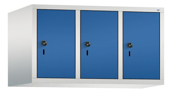C+P Aufsatz-Garderobenschrank Evolo, 3 Abteile, H500xB900xT500 mm, Lichtgrau/Enzianblau, 48090-30 S10011