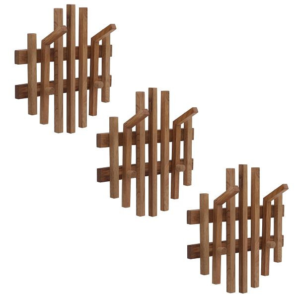 MCA 3er-Set Garderobenpaneel HWC-P57, Wandgarderobe Garderobenleiste Holzgarderobe, Massiv-Holz Eiche, 3x119393
