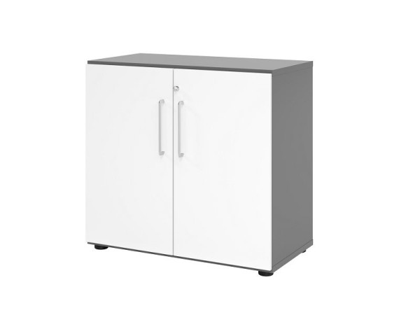 Hammerbacher Schrank 928T2, 2 OH, Korpus: Graphit / Front: Weiß, 80 x 42 x 74,6 cm (BxTxH), V928T2/G/W/BS