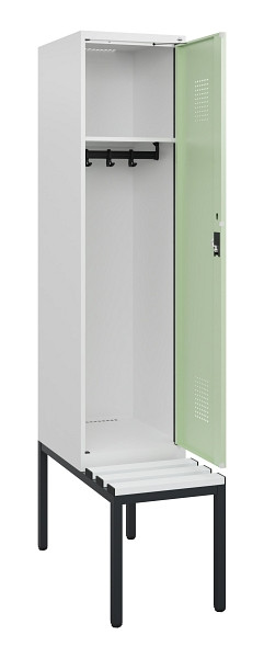 C+P Spind Evolo PLUS, 1 Abteil, 1950x400x815mm, 9016/6019, Zylinderschloss, Material Sitzfläche Kunststoff, Sitzbank, 0490505-12 S10100