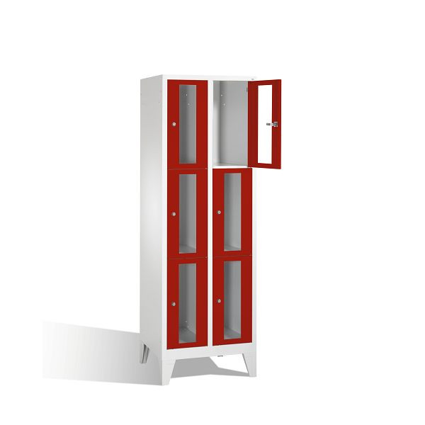 C+P Schließfachschrank Classic, H1850xB610xT500mm, Farbe: Lichtgrau / Rubinrot, 8010A203 S10001