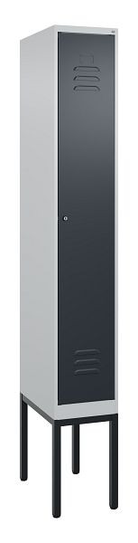 C+P Umkleidespind Classic PLUS mit Mitteltrennwand, Gestell, 2120x300x500mm, 7035/7016, Zylinderschloss, 0800307-10F S10023