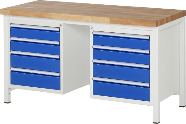 RAU Werkbank Serie 8000 - Gestell-Bauweise (Schweißgestell), 8 x Schublade, 1500x840x700 mm, 03-8181A1-157B4S.11