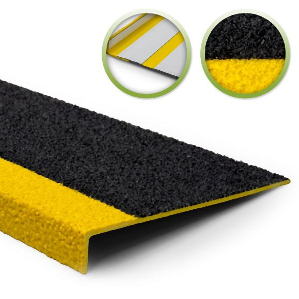 Moravia Antirutschkantenprofil GFK, medium, schwarz/gelb, Breite 600 mm, selbstklebend, 327624