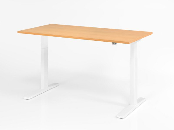 Hammerbacher Schreibtisch XMKA16, 160 x 80 cm, Platte: Buche, 25 mm dick, ABS-Dickkante, Rechteckform, Weiß, VXMKA16/6/W