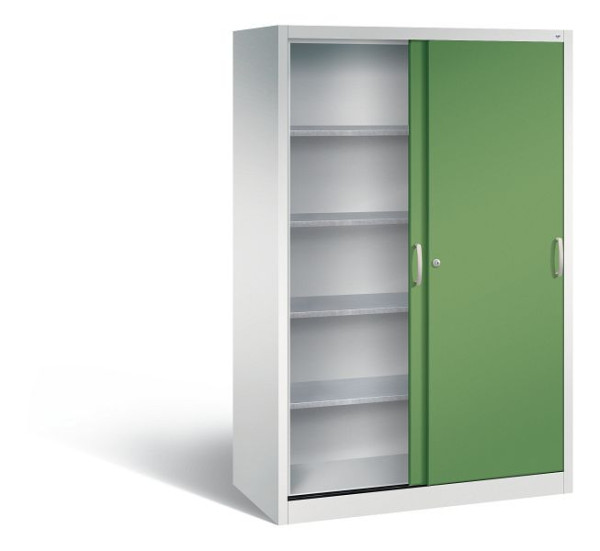 C+P Schiebetürenschrank Acurado, H1950xB1200xT600mm, Farbe: Lichtgrau / Resedagrün, Bügelgriff, 2069-00 S10092