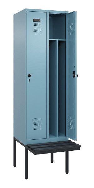 C+P Spind Evolo PLUS, 2 Abteile, 2120x600x815mm, 0010/0010, Drehriegel, Material Sitzfläche Kunststoff, 0490407-20F S10075