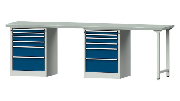 ANKE Werkbänke Kombiwerkbank, Modell 916 V, 2800 x 700 x 890 mm, RAL 7035/5010, ZBP 40 mm, 415.157