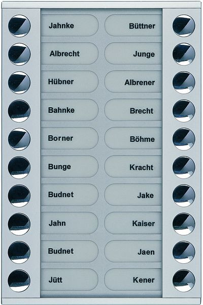 TCS Klingeltastenerweiterung für Audio Außenstation Serie PES/AVE 20 Klingeltasten (rechts-/linksbündig), AP silber, PET20-EN/04