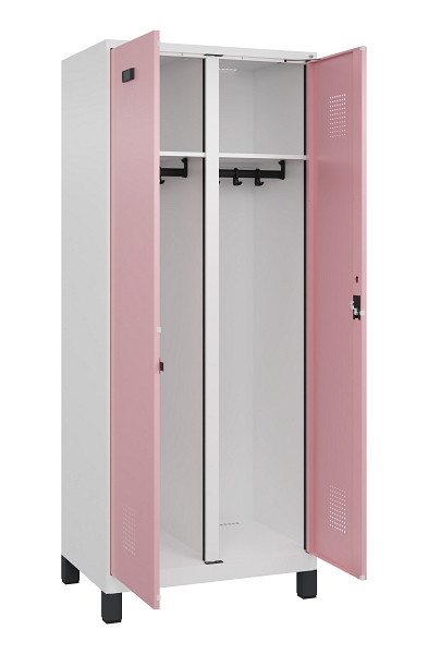 C+P Schwarz-Weiß-Spind Evolo PLUS, mit Füßen, 2 Abteile, 1950x800x500mm, 9016/3, Zylinderschloss, 049012-22 S10045