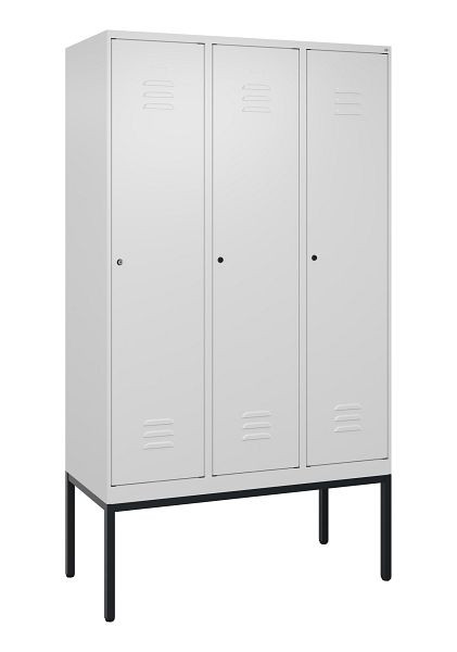 C+P Umkleidespind Classic PLUS mit Mitteltrennwand, Gestell, 3 Abteile, 2120x1200x500mm, 9016/9016, Zylinderschlösser, 0800307-32F S10029