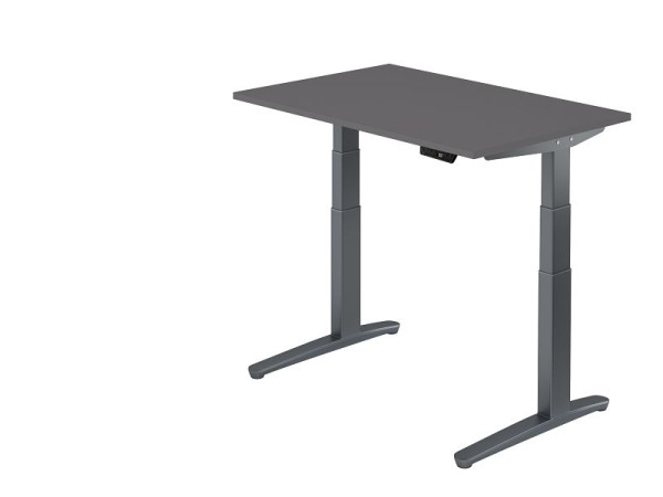 Hammerbacher Sitz-Steh-Schreibtisch elektrisch 120x80cm Graphit/Graphit, Rechteckform, VXBHM12/G/GG