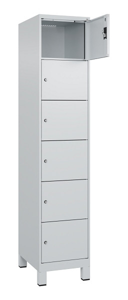 C+P Schließfachschrank Evolo PLUS, mit Füßen, 6 Fächer, 1950x400x500mm, 7035/70, Frontfarbe RAL 7035 Lichtgrau, 049010-126 S10013