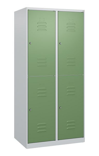 C+P Doppelstöckiger Spind Classic PLUS, 2 Abteile, 1700x800x500mm, 7035/6011, Zylinderschlösser, 0803007-22 S10019