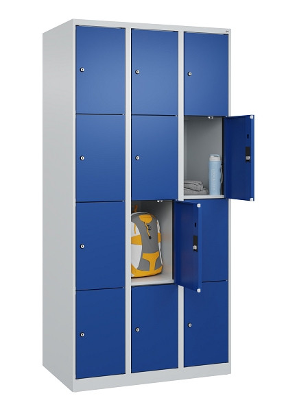 C+P Schließfachschrank Evolo PLUS, 12 Fächer, 1850x900x500mm, 7035/5010, 049000-304 S10006