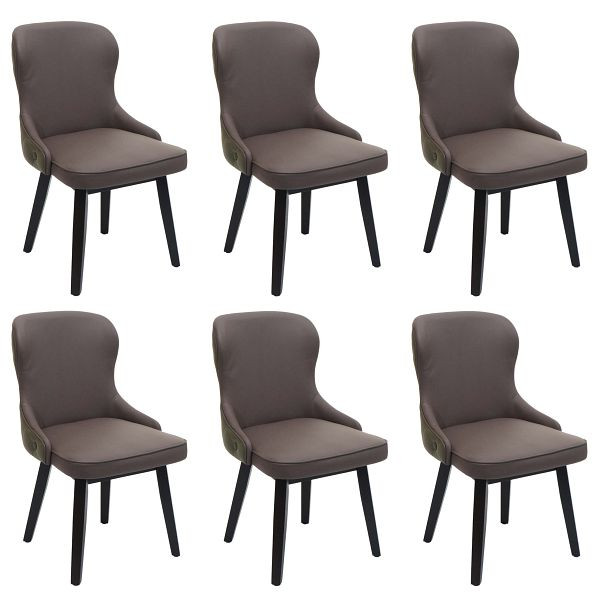 Mendler 6er-Set Esszimmerstuhl HWC-M60, Polsterstuhl Küchenstuhl Lehnstuhl Stuhl, Stoff/Textil Massiv-Holz, dunkelgrün-grau, 3x104714