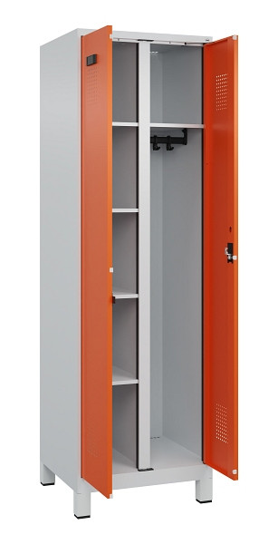 C+P Wäsche-/Garderobenspind Evolo PLUS, mit Füßen, 2 Abteile, 1950x600x500mm, 7, Frontfarbe RAL 2004 Reinorange, Zylinderschloss, 049610-20 S10029