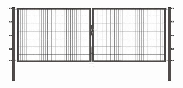 Alberts Doppeltor Flexo mit Zubehör, Breite 400 cm, Höhe: 140 cm, anthrazit, 650438