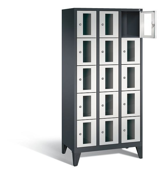 C+P Schließfachschrank Classic, H1850xB900xT500mm, Farbe: Schwarzgrau / Lichtgrau, 8010A305 S10013