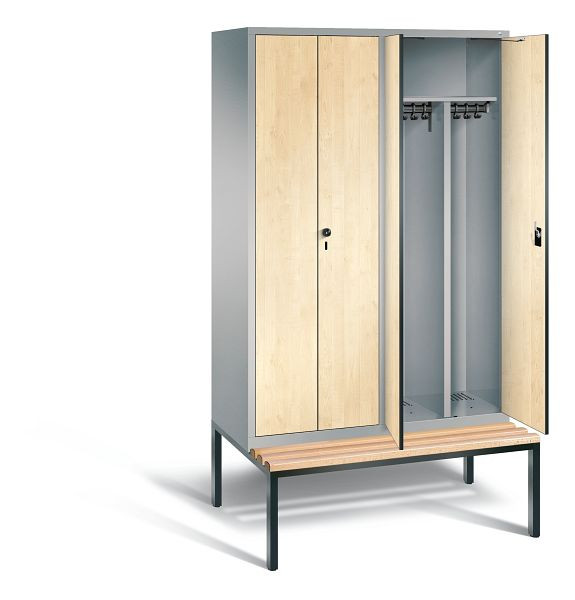 C+P Schwarz-Weiss-Spind Evolo, H2090xB1190xT815mm, Farbe: Weißaluminium / Dekor Donau-Ahorn, 48052-40 S10461