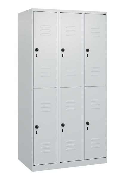 C+P Doppelstöckiger Spind Classic PLUS, 3 Abteile, 1700x900x500mm, 7035/7035, Drehriegel, 0803007-30 S10008