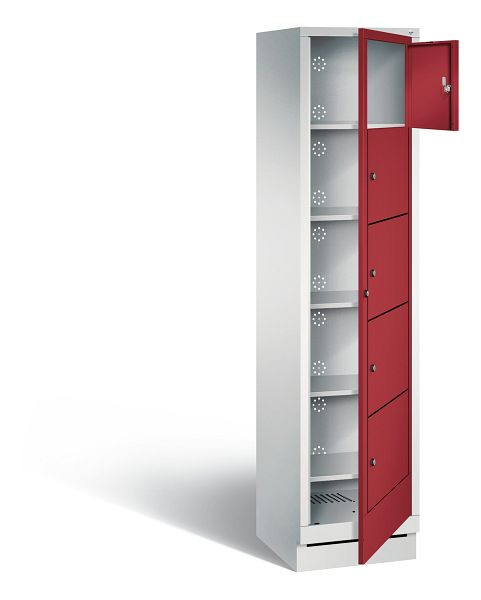 C+P Wäsche-Ausgabeschrank Evolo, H1800xB420xT500mm, Farbe: Lichtgrau / Rubinrot, 48160-105 S10002