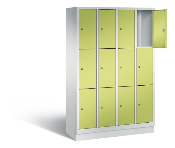 C+P Schließfachschrank Evolo, H1800xB1190xT500mm, Farbe: Lichtgrau / Viridingrün, 48020-403 S10086