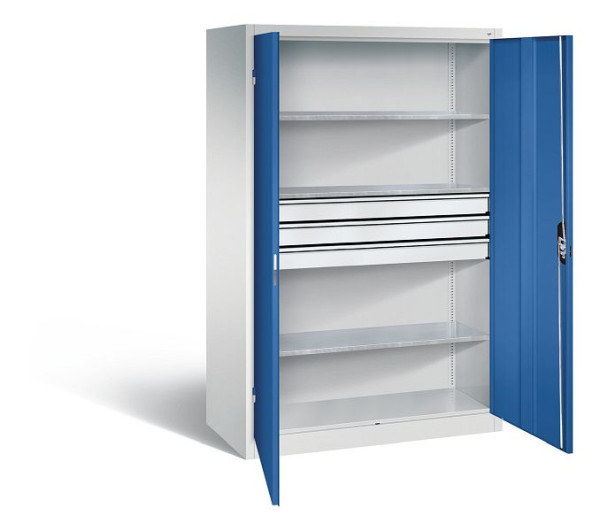 C+P Werkzeugschrank Acurado, H1950xB1200xT600mm, Farbe: Lichtgrau / Enzianblau, Muldengriff, 8932-5030 S10073